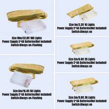 1 pieza Luz de cinta navideña para niños | Luz de hadas LED dorada | Diseño ondulado destellante de 1m/2m/3m/5m/10m dorado | Funciona con pilas, pilas no incluidas | Adecuado para fiesta de Año Nuevo, boda, vacaciones, decoración del hogar | Tema de Papá Noel con destellos, iluminación para habitación de niños, habitación de bebé, decoración de árbol de Navidad, regalo de Navidad