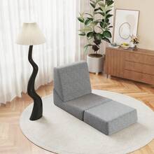 Small Couch Sofa Bed For Adults, Folding Sofa Bed, Chaise Longue, Convertible Foam Floor Sofa, Mini Lounge Sofa With Triple Folding Mattress, Grey - 灰色+絨布+1座 - 查看 3