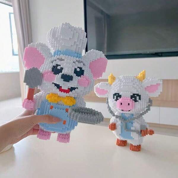 5000 Stücke Neue professionelle Tier-Familie Bauklötze, handgemachtes Spielzeug mit kleinen verknüpfbaren Bausteinen, Desktop-Dekoration Haustier-Profession Komplettset Bauklötze, Weihnachtsgeschenk