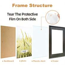 1pc Vintage Minimalist Photo Frame, Deep Walnut Color Frame Body, Wall Decor Or Desktop Display, Lightweight, Can Display Travel, Landscape, Animal, Friends & Family Photos, Suitable For Entryway, Living Room, Hallway, Bedroom