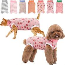 Traje de Recuperación para Perros,Transpirable y Elásticos, para Aliviar la Ansiedad, para Heridas Abdominales o Enfermedades de la Piel - Rosa Fresa - Ver 16
