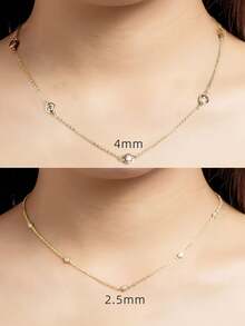 XUJIA 一件时尚简约新娘首饰，925纯银圆形切割，镶嵌2.5毫米（0.06克拉）/4毫米（0.3克拉）莫桑石，配有女士项链，适合万圣节派对、圣诞节、送给女朋友或作为生日礼物。 - NMO-002 - 查看 5