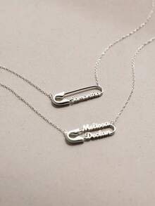 Collar con colgante de clip de papel con nombre personalizado, adecuado para hombres y mujeres, collar personalizado, placa con nombre grabado personalizado de 1-2, joyería de acero inoxidable de moda, regalo de pareja, regalo de cumpleaños, regalo de aniversario - Multicolor - Ver 7