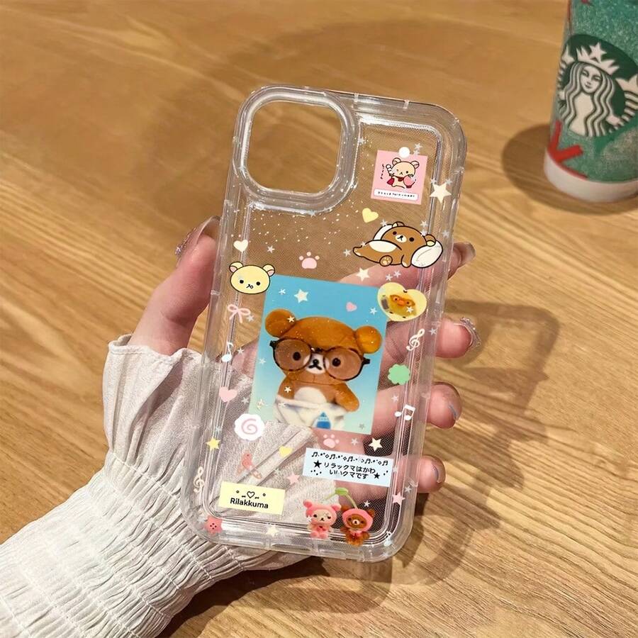 [Local Dilivery]2pc Cute Rilakkuma Cartoon Phone Suitable 17, 16e, 16, 15, 14, 13, 12, 11 Pro, XR XS X & 8 Plus - Shockproof Soft TPU Back Cover, Phone Cover Cute, Cute Phone Accessories, Rectangle Phone, Animal Phone, Charging, Playful Accessory, Kawaii Design, Lightweight Cover, Durable Material, Kawaii Lovers, Anime Fans - 1PC - 查看 1