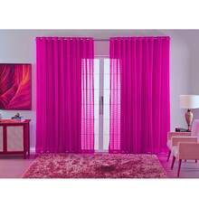 Charm Checkered Voile Living Room Curtain Decoration 4.00x2.80 - Hot Pink - View 2
