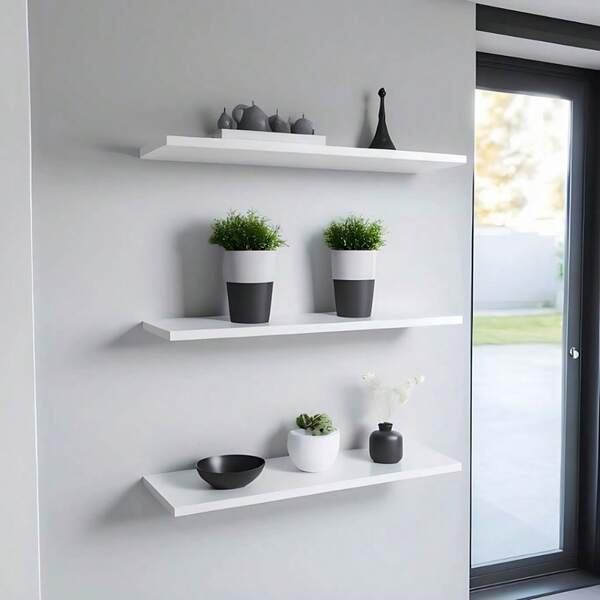 Prateleira Lisa Suporte invisível Reta Branco De Parede Livro Organizadora Cozinha Quarto - Envio imediato