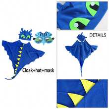 3pcs Christmas Costume Set, Funny Dinosaur Cape, Cloak, Mask, Eye Mask, Children's Stage Performance Cosplay Outfit, Party Props Suitable For Toddler Boys And Girls Role Play Gift - Multicolor - View 11