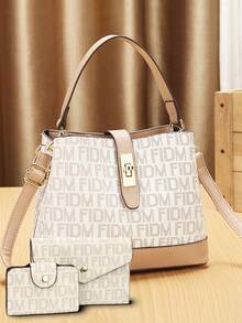1 Set Women's Small Handbag, Fashion Shoulder Bag, Colorblock Bucket Bag - Multicolor - View 6
