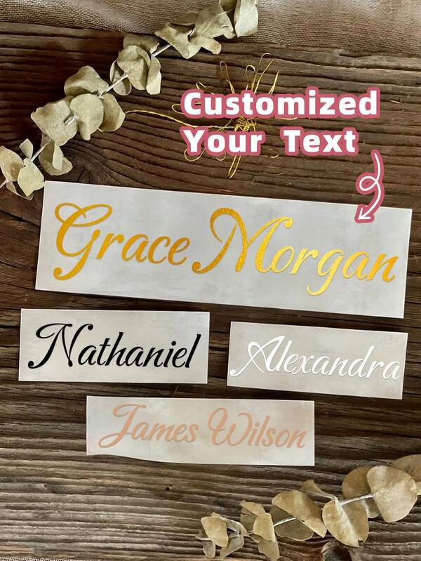 1~5PCS Customized Cup Vinyl Stickers, Personalized Water Bottle Stickers, Customized Name Stickers For Weddings, Design Your Full-Color Custom Stickers, Waterproof Material, Tear Resistant And Residue Free, Colorful Customization