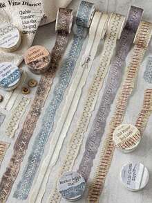 MOCARD لفة 2 متر من شريط زخرفي قابل للتمزيق بطراز عتيق، مواد حرفية DIY للألبوم الفني، هدايا المناسبات، لوازم مدرسية لألبوم الصور الشخصي - بني - مشاهدة 4