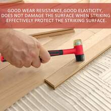 2-Sided Soft Mallet - Leather DIY Tool, Red Rubber Mallet, Black Plastic Coated Handle And Dual Head Rubber Mallet, Suitable For 25mm Handheld Projects