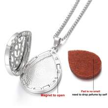 1 Set Water Drop Shape Aromatherapy Diffuser Pendant Necklace Aroma Jewelry Hollow Out Tree Of Life Flower Scent Aroma Perfume Essential Oil Diffuser Necklace For Women Sweater Chain Teardrop Necklace Christmas Halloween - Silver - View 7
