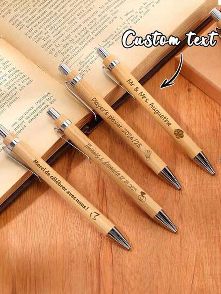 Customized Bamboo Ballpoint Pens, Bamboo And Wood Gel Pens, Signature Pens, Logo-Printable, Stylish Journal Pens, Marking Writing Correction Pens, Perfect For Back-To-School Gifts, Chritmas