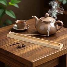 2 Pieces Incense Holder Sticks With Adjustable Holder Natural Incense Stick Wood Stick Angle Home Incenses With Ash Collector Incenss Meditation Yoga Relaxation Home Decor - 卡其色 - 查看 5