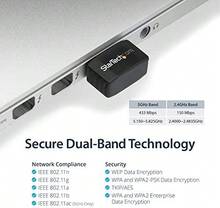 StarTech.com Micro Adaptador de Red Inalámbrica Wifi USB AC600 Externo - Wireless 1T1R 802.11ac - 2,4GHz y 5GHz - Negro - Ver 4