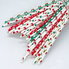 100 Christmas Series Paper Straws, Size 6x197mm, Serving As Christmas Decorations And Supplies For Cocktails, Coffee, And Other Beverages, Creating A Strong Christmas Atmosphere - Merry Christmas, Suitable For Various Christmas Parties, Gatherings, And Events - Mixed Colors - View 2