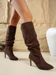 Fall/Winter Women's Fashion Pointed Toe Pleated High Heel Boots,Party