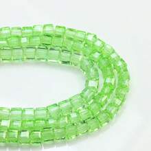 95-100pcs 4/6MM Clear Square Beads Faceted Crystal Glass Cube Beads For DIY Handmade Bracelets Necklaces Earrings Fashion Jewelry Accessories - Màu xanh Ô liu - Xem 7