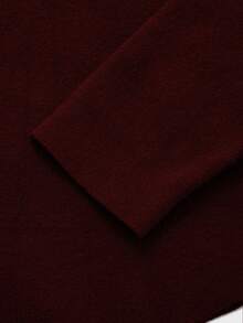 Elegant Fashion Casual Asymmetric Shoulder Knit Sweater, Slim Fit Asymmetrical Hem Pullover For Daily Commute - Red - View 12