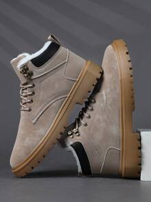 Fluff Lining Short Ankle Boots For Men Sneakers, Waterproof And Non-Slip Mountaineering,The Same For Men Shoes And Women, High-Top Warm Winter, Comfortable And Durable - Khaki - View 4