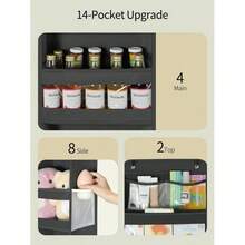 5 Tier 1Pc Over Door Organizer, Swing - Proof Door Organizer Hanging With PVC, Behind Door Storage Bedroom Nursery Closet Laundry Pantry Bathroom, - Black + 1 Pack - View 4