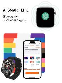 Microwear Unisex Smart Watch, Compatible With Android/IOS, 2.2" Full Touch Screen, IP68 Waterproof, Bluetooth Fitness Tracker, Heart Rate/Sleep Monitoring, Black Strap - Rose Gold - View 8