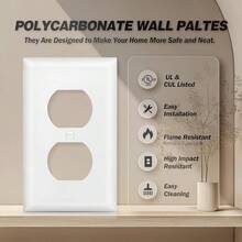 12Pack Duplex Outlet Covers Wall Plate Dual Light Switch Cover UL Listed Standard Size 1Gang 4.53" X 2.76" Unbreakable And High Temperature Resistant Wall Outlet Covers White - White - View 4