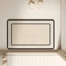 Bathroom Mat, Silica Gel Quick Dry Non-Slip Shower Mat, Easy Care Bathroom Carpet - Beige - View 9