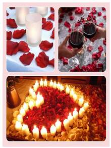 1000 piezas de pétalos de rosa artificiales, pétalos de flor de rosa de seda roja, adecuados para noche romántica, boda, propuesta, decoración floral de aniversario - Multicolor - Ver 8