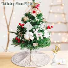1pc Knitted Christmas Tree Skirt – 18.11 Inch Red Cable Knit Small Xmas Tree Base Cover With Bow Tie , Rustic Holiday Decoration For Mini Christmas Tree, Home, Party, Farmhouse Decor Christmas Decorations Winter Room Decor Christmas Decorations Home Christmas Gifts Christmas Decor - Multicolor - View 11