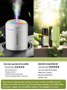 [Thick Mist + Super Quiet]This 180ml Car Humidifier Comes With Color Mood Lighting. It Has Two Working Modes: Smart Timed Auto-Off, And Can Be Used In Car Or On Desktop As An Air Humidifier And Diffuser. - Black and White - View 16