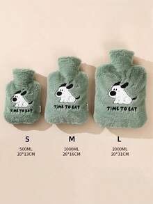 1pc绿色卡通热水袋充水加厚防爆暖水袋注水热敷学生暖胃暖床暖脚暖手宝 - 彩色 - 查看 3