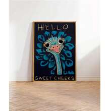 1 件 Hello Sweet Cheeks 鸵鸟海报，有趣的动物印花，动物礼物，动物艺术，名言海报，滑稽搞笑海报，动物礼物，装饰画海报，卧室客厅厨房走廊的理想礼物，墙壁艺术，墙壁装饰，房间装饰，无框 - 彩色 - 查看 9