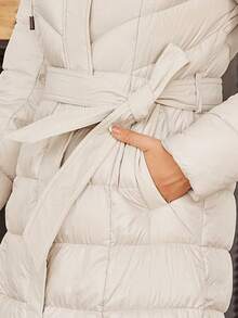 ZIAI High Quality Solid Color Hooded Slim Fit Long Down Jacket, Winter - Apricot - View 6