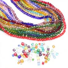 95-100pcs 4/6MM Clear Square Beads Faceted Crystal Glass Cube Beads For DIY Handmade Bracelets Necklaces Earrings Fashion Jewelry Accessories - Màu xanh Ô liu - Xem 1