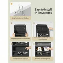 5 Tier 1Pc Over Door Organizer, Swing - Proof Door Organizer Hanging With PVC, Behind Door Storage Bedroom Nursery Closet Laundry Pantry Bathroom, - Black + 1 Pack - View 6