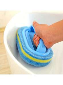 Szczotka prysznicowa | Ergonomiczna, ręczna szczotka gąbkowa, dwukolorowa konstrukcja – wielofunkcyjna, ręczna szczotka czyszcząca, odpowiednia do wanny, kuchni, łazienki itp. – idealna do czyszczenia płytek, naczyń kuchennych i plam, akcesoriów łazienkowych