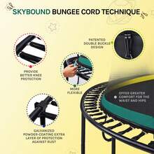 12FT Springless Trampoline For Kids And Adults - Recreational Trampolines With AntiRust Coating - Bungee Cords Outdoor Trampoline For Kids - No-Gap Design Zipper System