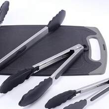 Multi-Functional Stainless Steel Cooking Tongs With Silicone Tips - Heat Resistant, Non-Stick, Suitable For Grilling And Outdoor Cooking, Perfect For Bread, Steak, Salad, Desserts