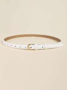 1pc Women Black Fashionable Solid Skinny Belt For Daily Life Summer, School Fall, Autumn, Halloween - trắng - Xem 7