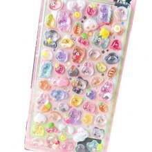 3D Cartoon Embossed Decorative Crystal Diamond Stickers, Cute Raised Stickers For Girls