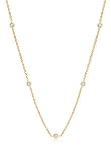 XUJIA 一件时尚简约新娘首饰，925纯银圆形切割，镶嵌2.5毫米（0.06克拉）/4毫米（0.3克拉）莫桑石，配有女士项链，适合万圣节派对、圣诞节、送给女朋友或作为生日礼物。 - NMO-002 - 查看 9