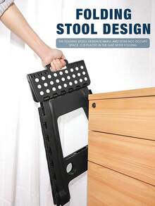 1 Pack 43cm Folding Step Stool - Black Foldable Stool Step Stool Portable Folding Stool Foldable Step Folding Stool Bathroom Stool Folding Chair Footstool Up To 136kg For Adults - 黑色 - 查看 5