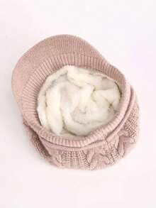 1pc Thickened Knitted Cable Pattern Beret Hat, Warm Winter Cap - Multicolor - View 10