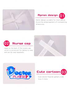 Doctor Coat + Doctor Apron Children's Nurse Role Play Costume Set, For Boys And Girls Doctor Costume Boy, Kids Costume Girls, Lab Coat Kids, Halloween Costume Kids, Doctor Costume, Doctor Set,Doctor Set,Kids Apron,Costume Kids - White - View 4