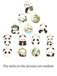 1pc Gold Plated Drip Oil Crafted Animal Series Pendant - Panda, Giraffe, Butterfly, Dragonfly, Squirrel, Ladybug Animal Pendant, DIY Necklace, Bracelet, Charm