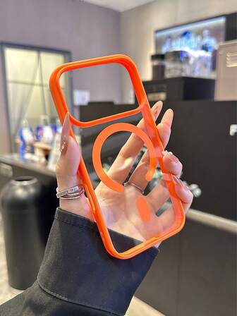 1pc Magnetic Official New Orange Acrylic 2-In-1 Reinforced Thicker Skin-Friendly Phone Case Suitable For IPhone 17/17 Air/17 Pro/17 Pro Max/16 Pro Max/16/16 Pro/16 Plus/15/15 Pro Max/15 Pro/11/12/13/14 Pro Max/11 Pro/11 Pro Max/12 Pro/12 Pro Max/13 Pro/13 Pro Max/14 Pro/14 Pro Max/XR, Premium Creative Design