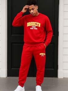 Conjunto de felpa  Ropa cómoda  Ropa casual  Conjunto deportivo  Ropa de descanso  Ropa de casa - Rojo - Ver 1
