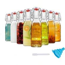 DIOZYRA Paquete de 8 botellas de vidrio con tapa abatible,Botellas de cerveza de vidrio con sello de gomaético Botellaética para cerveza,kombucha,kefir,extracto de vainilla(16OZ / 500ml) - 8 oz / 250 ml - Ver 13