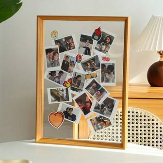 1个木质双面相框 - 可放置于桌面或悬挂于墙面，配有亚克力面板，适合放置照片和植物标本 - 天然木材和胡桃木贴面，简约装饰 - 节日礼物、毕业纪念品、书架装饰、秋季家居点缀、送给她的生日礼物